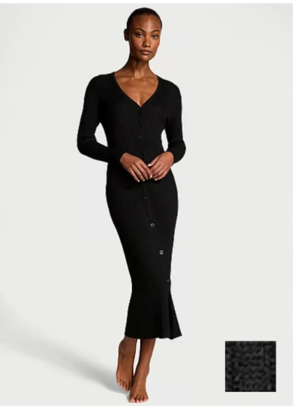 NWT Victoria's Secret Black Knit Cardigan Dress Sizes S & M